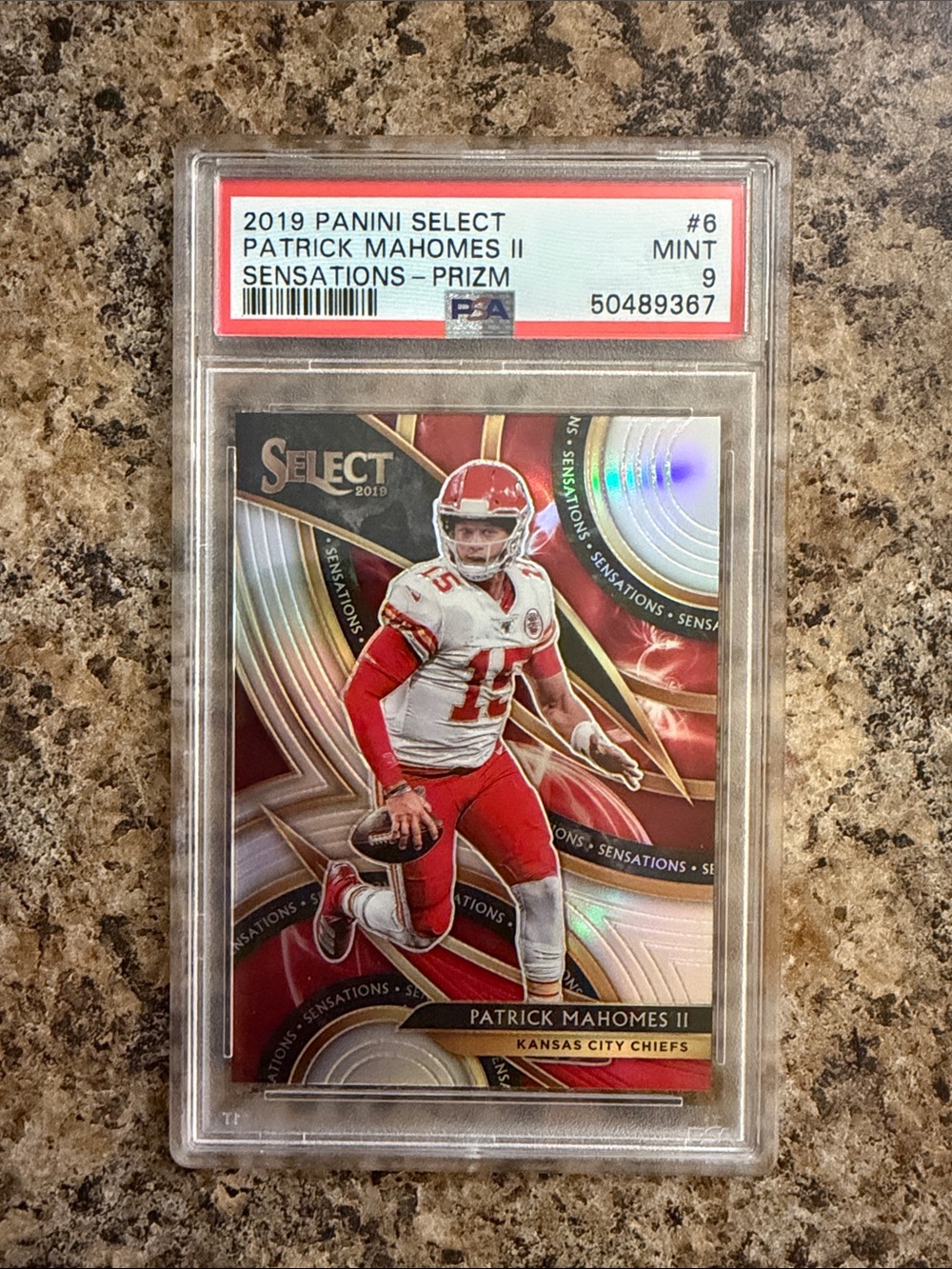 2019 Panini Select Patrick Mahomes II Sensations Prizm Rookie Card Graded PSA 9